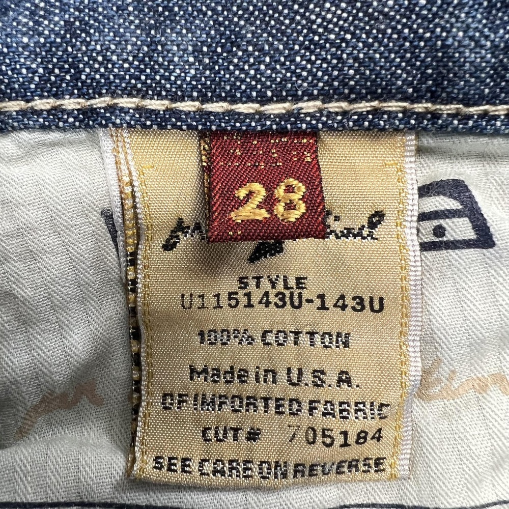 7 For All Mankind Dojo Jeans Womens 28 Blue Flare Distressed Embroidered USA - Picture 5 of 6